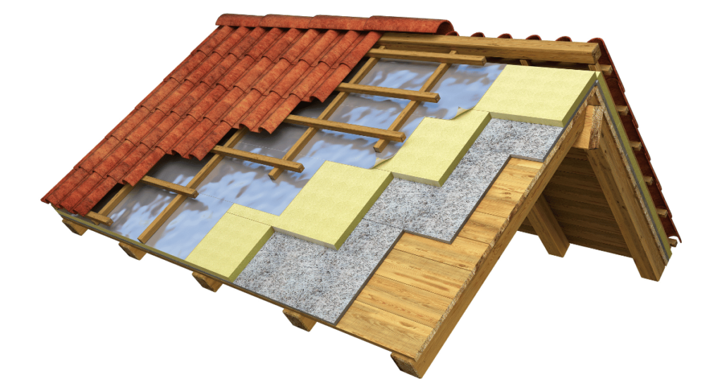 les différentes couches d'isolation du toit par l'extérieur